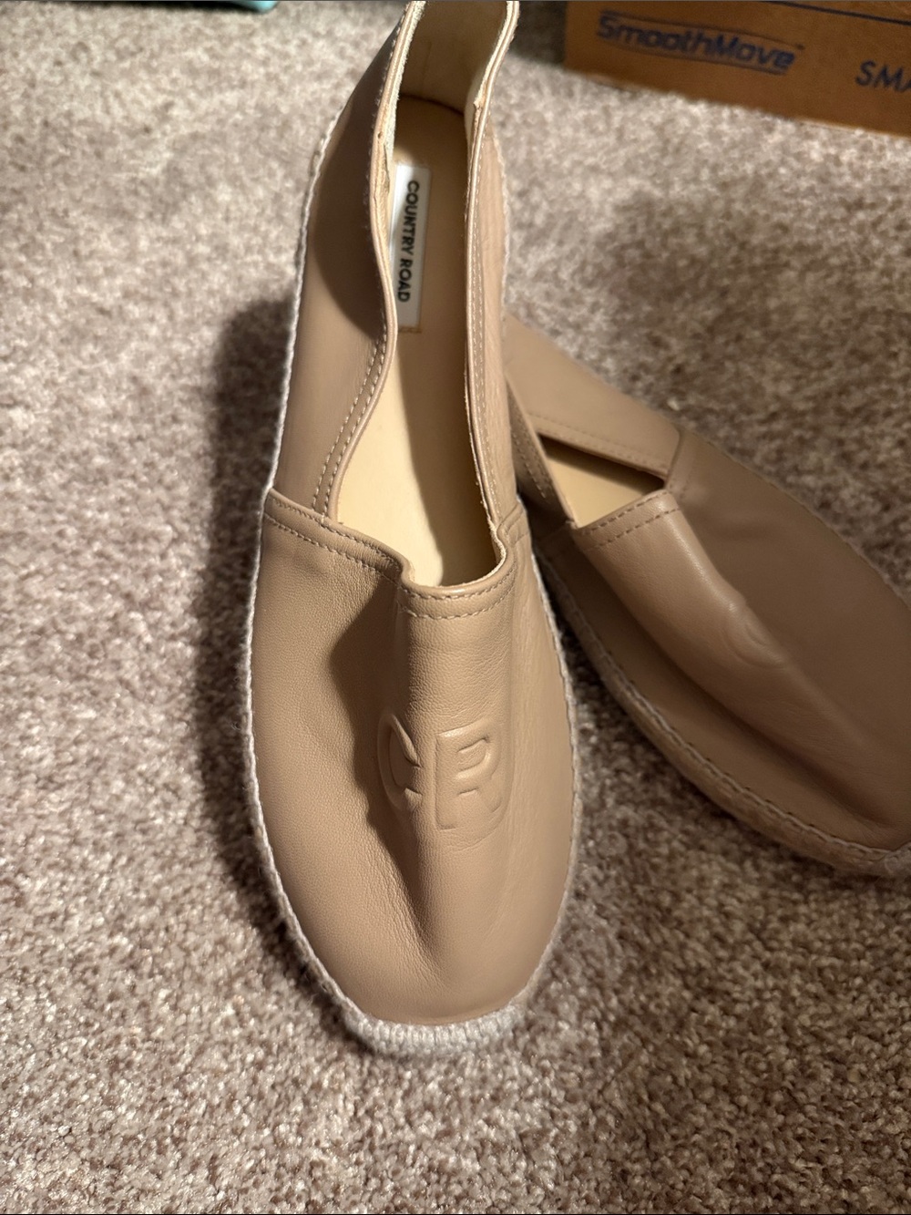 Country Road Beige Leather Espadrille Slip-On